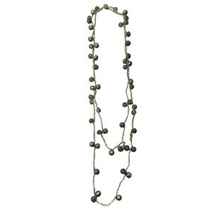 Vintage Rose Bead Necklace Womens OS Gold Brass Boho Hippie Layered Floral 25 in